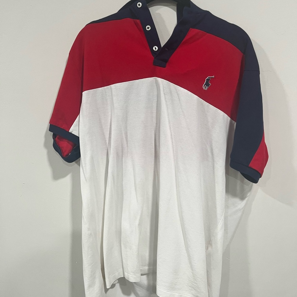 Polo by Ralph Lauren Men's Red, White, and Blue Shirt